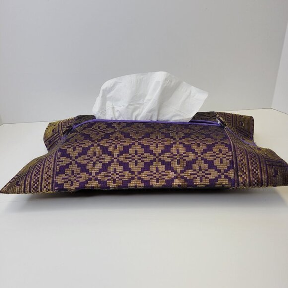 Luxurious Tissue Box Purple Songket Tissue Box Cover - Picture 6 of 11